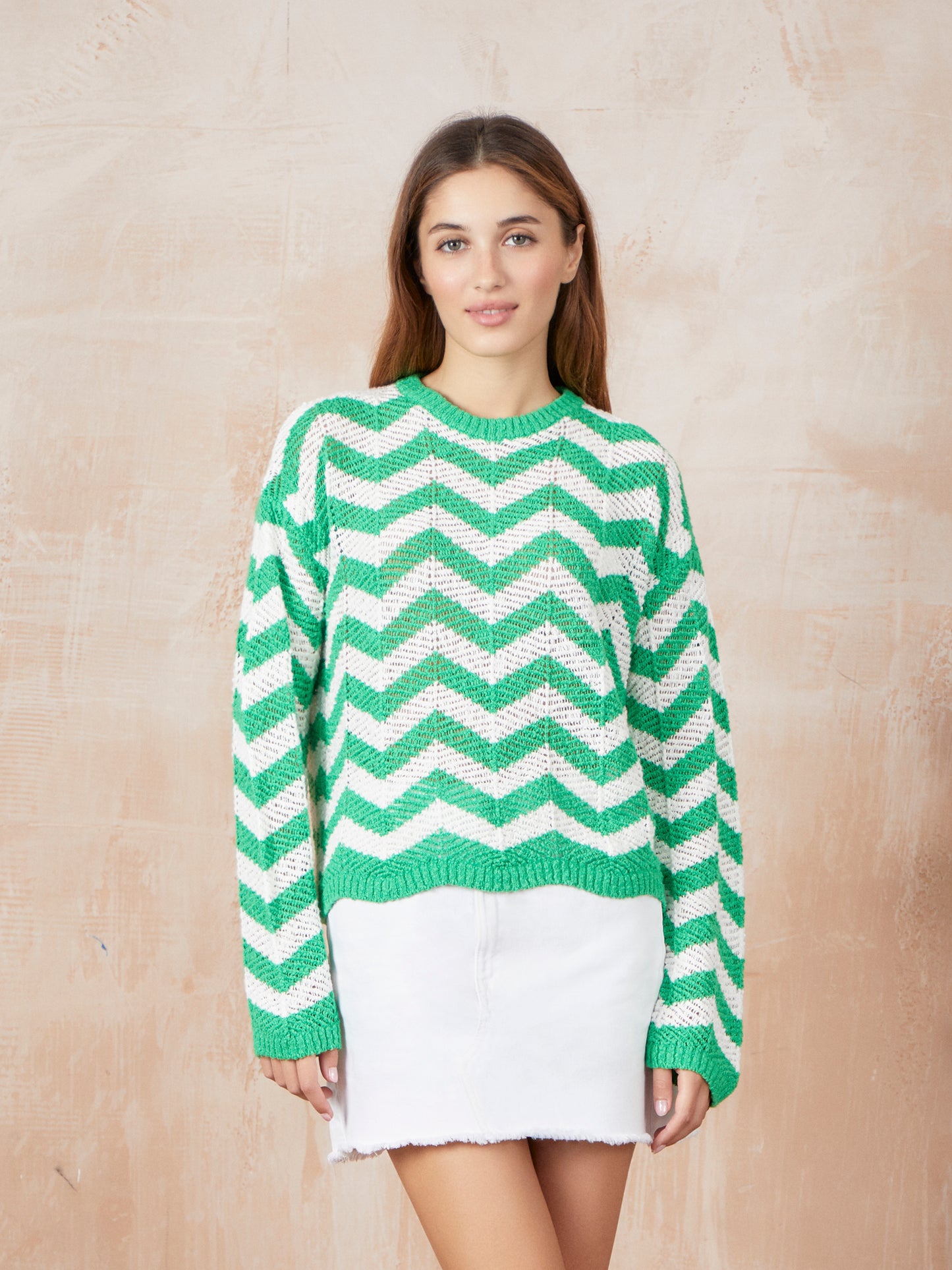 Odele Cheveron Stripe Crew