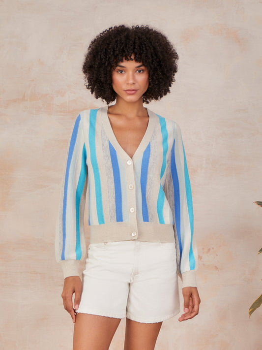 Kayla Vertical Stripe V Cardi