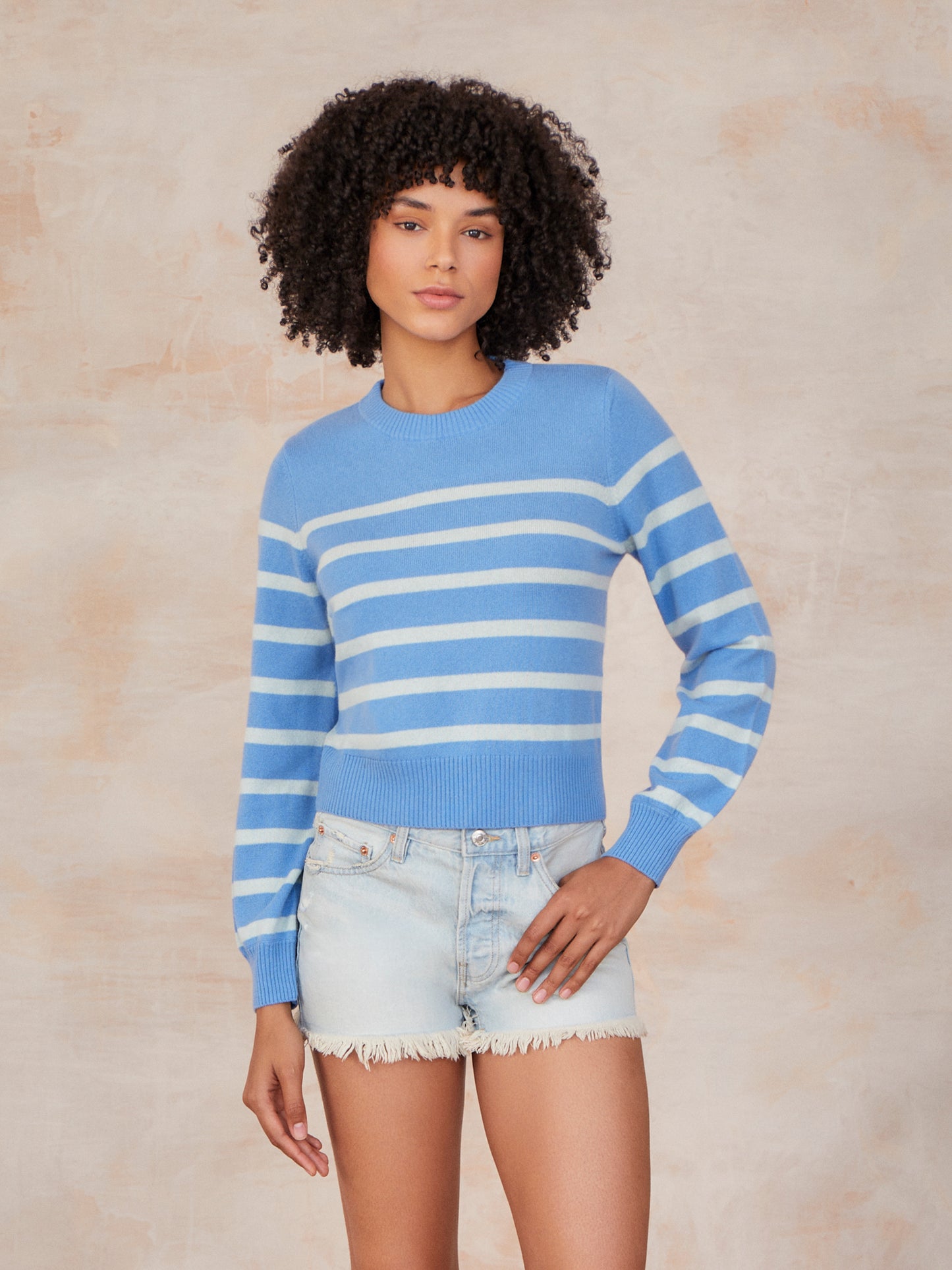 Frankie Stripe Keyhole Back Crew