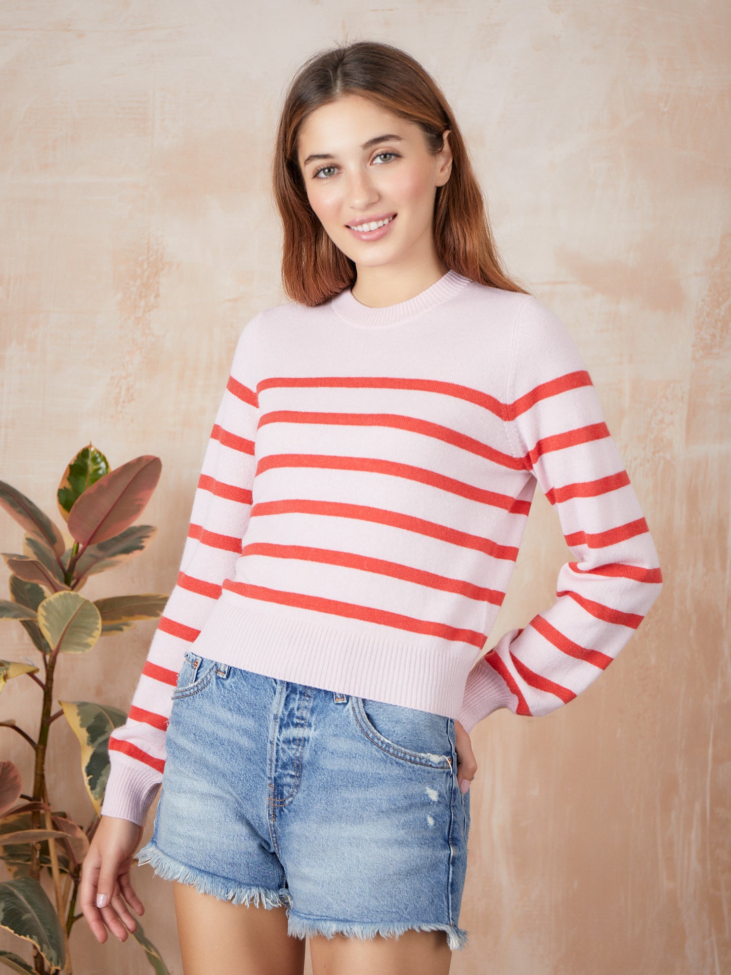 Frankie Stripe Keyhole Back Crew