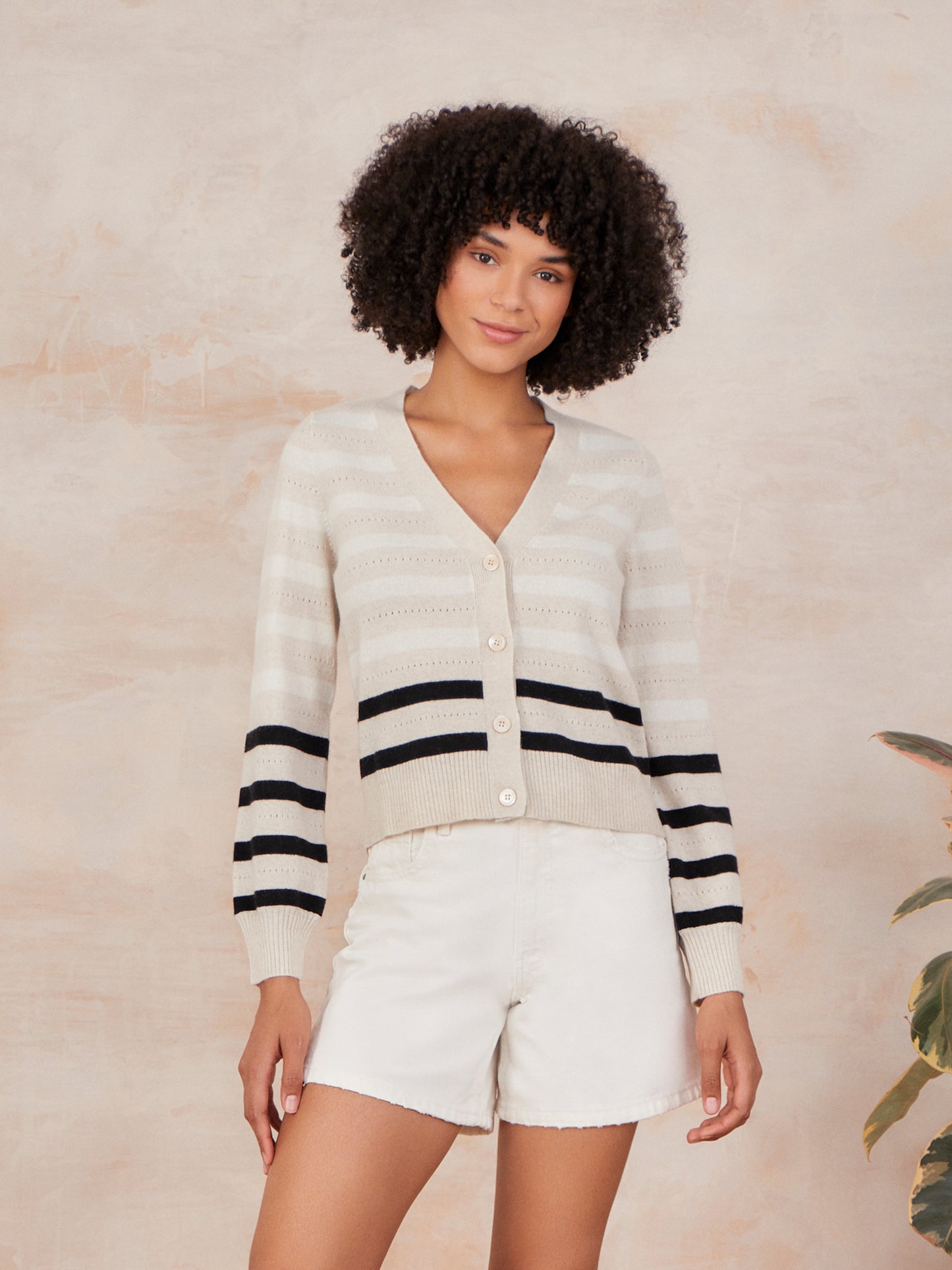 Karla Stripe V Cardigan