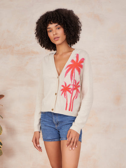 Leah Palm Tree V Cardigan