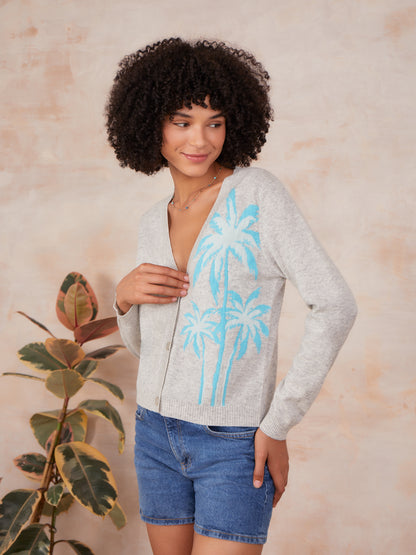 Leah Palm Tree V Cardigan