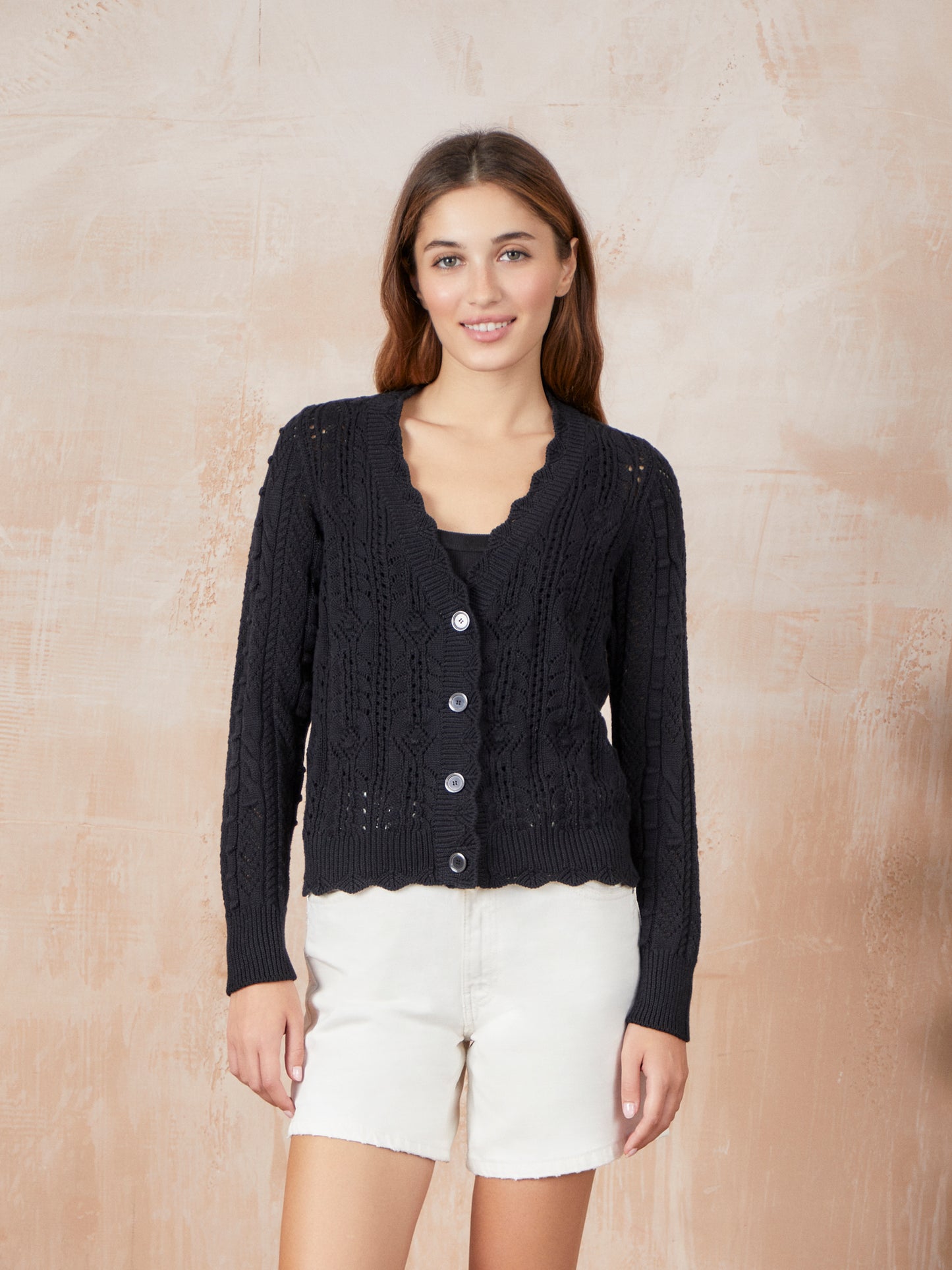 Dahlia Pointelle V Cardi