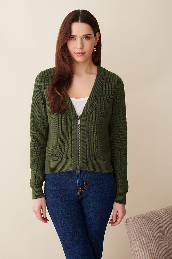 Millie Rib Zip V Cardigan