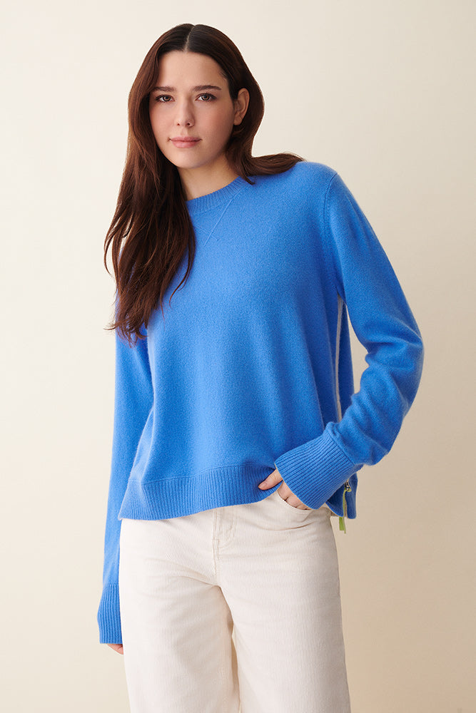 Amelia Contrast Side Zip Crew