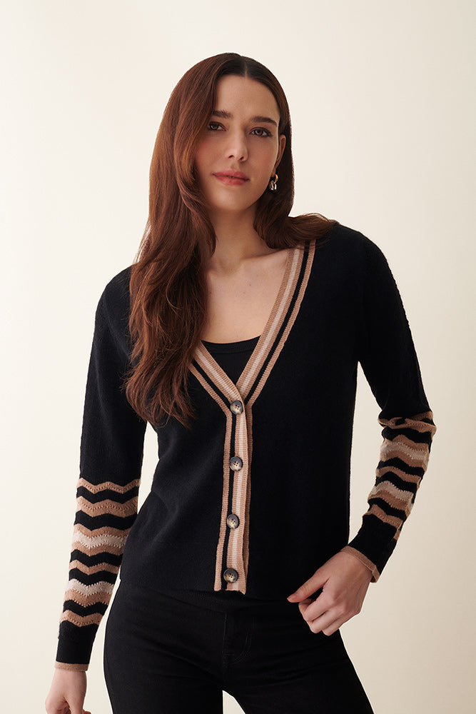 Iris Chevron Sleeve V Cardigan